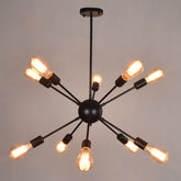 Industrial Vintage Chandelier - 10-Light Pendant Light Fixtures for Living Room, Restaurant, and Bar in Black - This Vintage Industrial Style Chandelier is perfect for any room that needs a touch of class and extravagance. The chandelier is made of metal and com